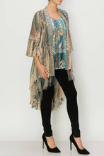 Taupe Turquoise All Lace Sheer Cardigan