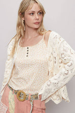 Cream Long sleeve V-neck knit crochet POL cardigan