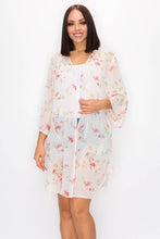 Ivory Combo Floral Side Slit Cardigan