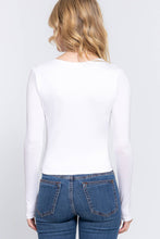 Long Sleeve V-Neck Two Ply Rayon Spandex Jersey Top: Off White