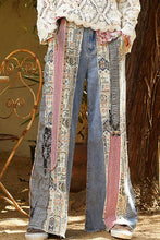 Patchwork relaxed woven denim POL pants: Denim