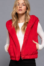 Hoodie Faux Fur Vest: Red