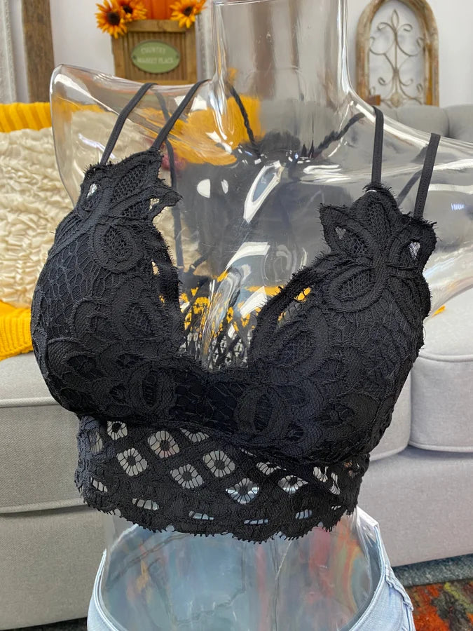 Black Crochet Lace Bralette 2/7/25 9569