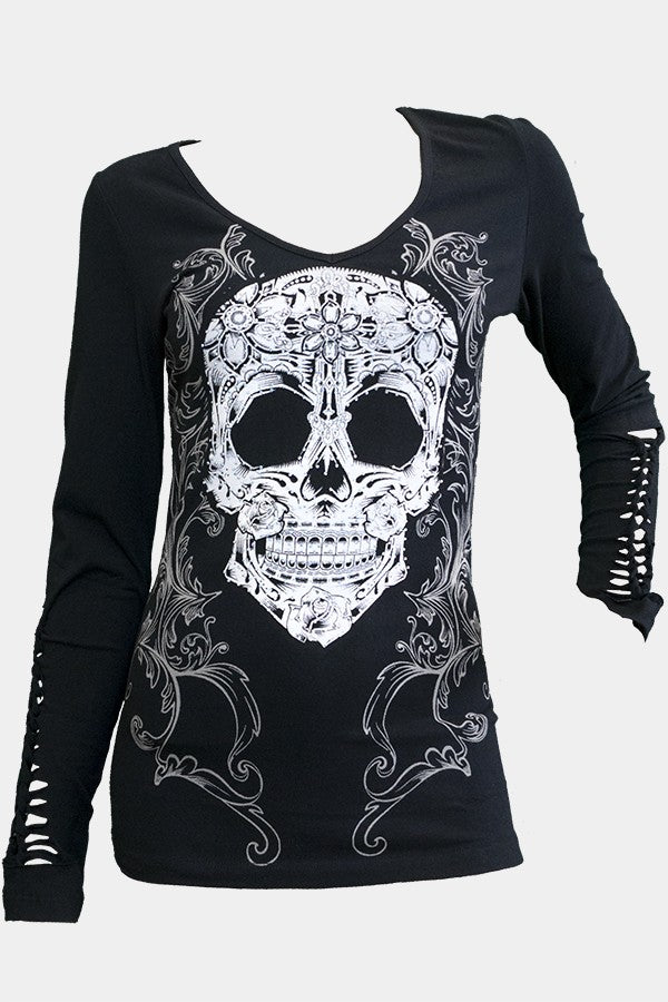 Ladies Long Sleeve Skull Candy Jersey