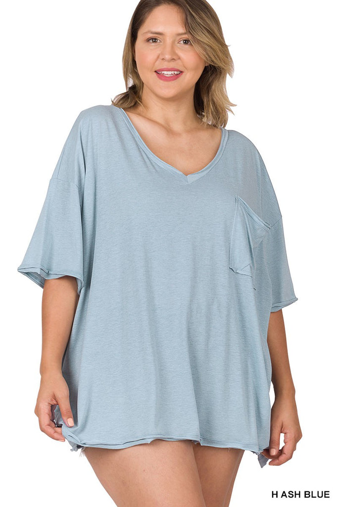 Zenana Curvy Bodhi Oversized Boyfriend Tee Heather Ash Olive / 3XL