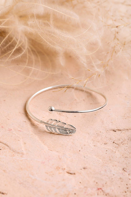 Silver Feather Minimal Cuff/Bangle